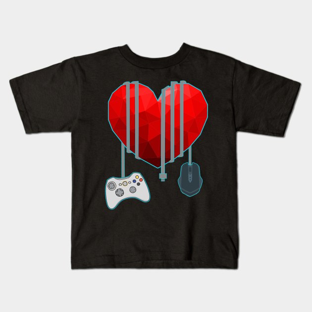 Gamer couple valentine day gift Kids T-Shirt by Flipodesigner